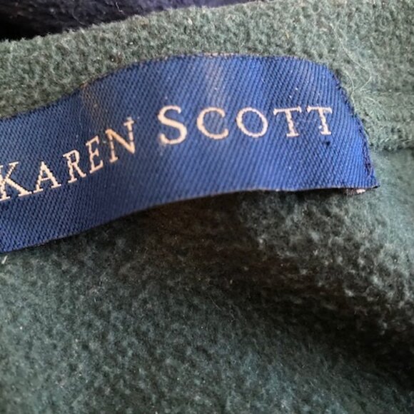 Karen Scott GREEN Flannel SWEATSHIRT Applique & Embroidery SANTA Snowman ANGEL M - Picture 6 of 8